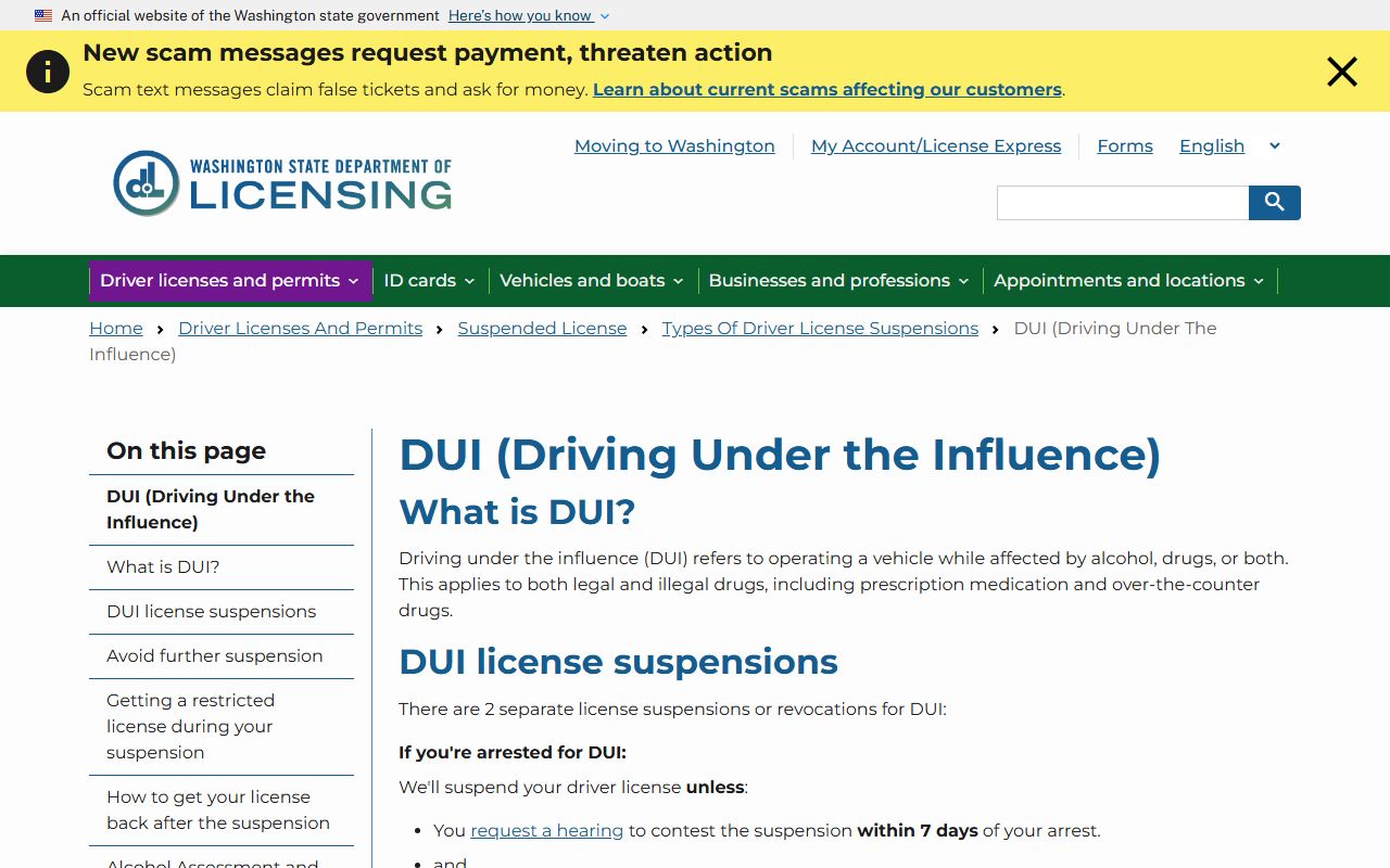 Washington DUI Records - DOL DUI License Suspensions