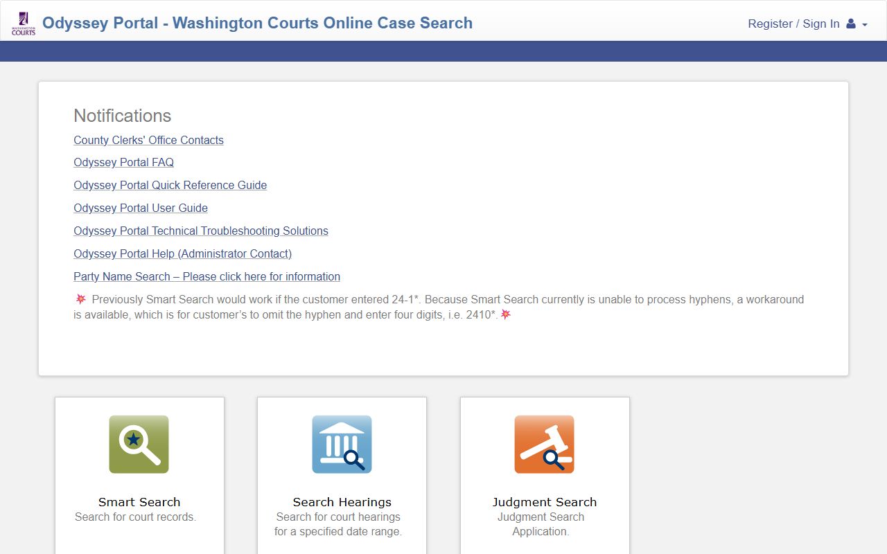 Washington DUI Records - Odyssey Portal for 35 Counties