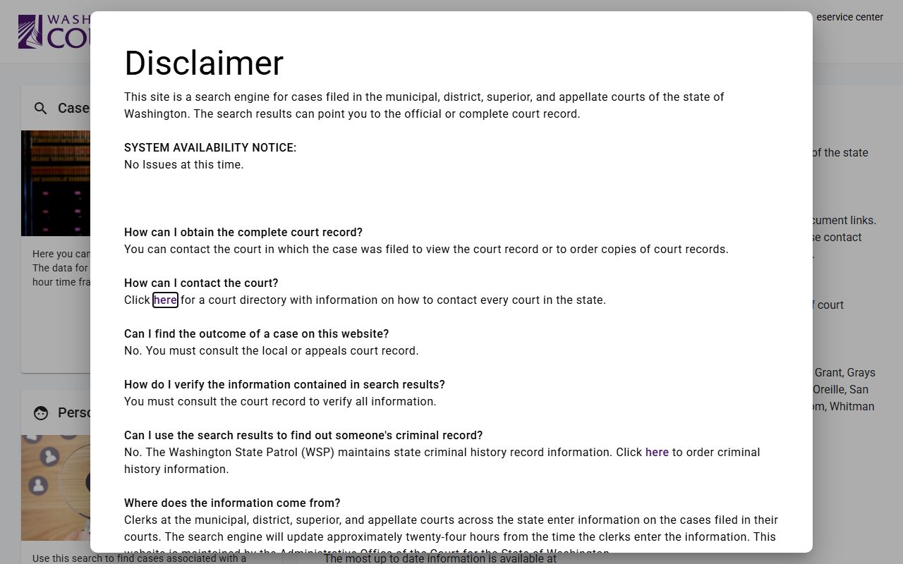 Washington DUI Records - Washington Courts Case Search Portal